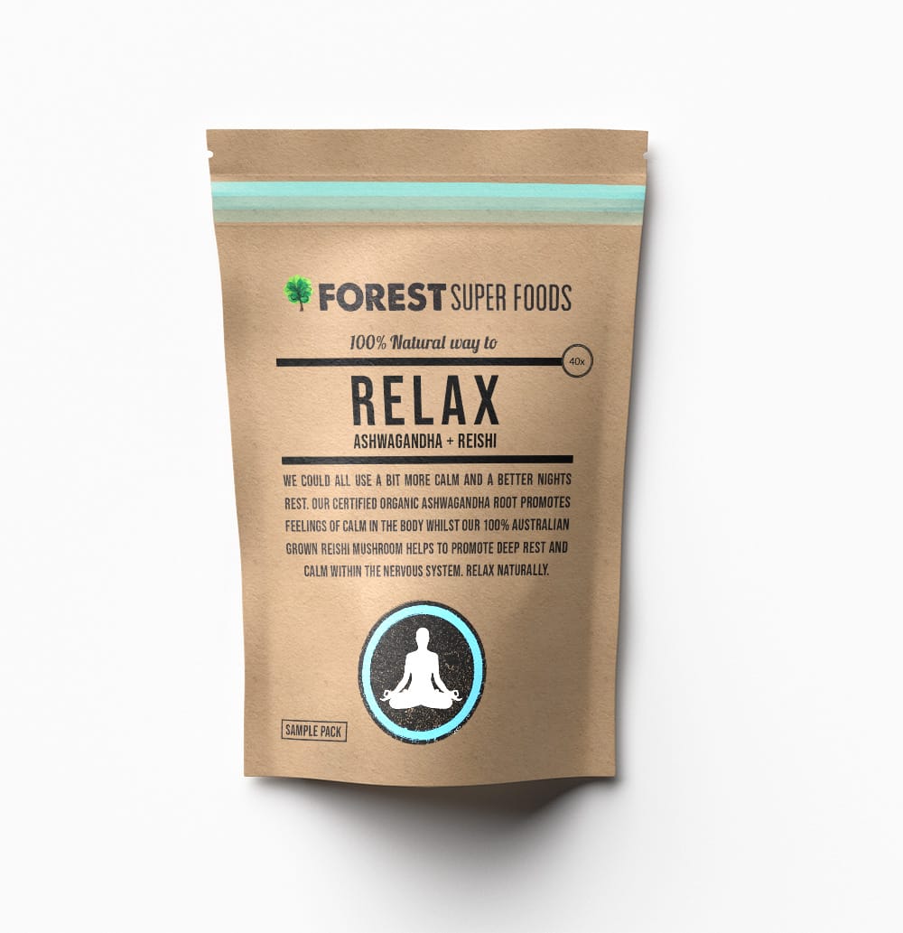 Mini Relax Blend Capsules by Forest Super Foods with organic Ashwagandha and Australian grown Reishi mushrooms for calm and rest